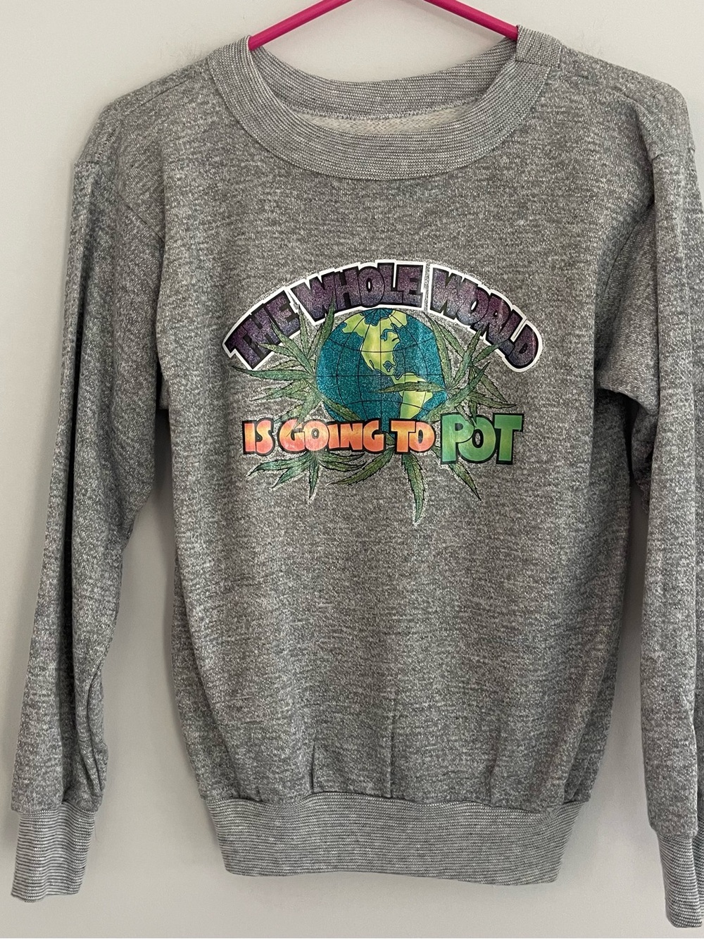 Gray Graphic Crewneck Sweatshirt - Multicolor Earth Print